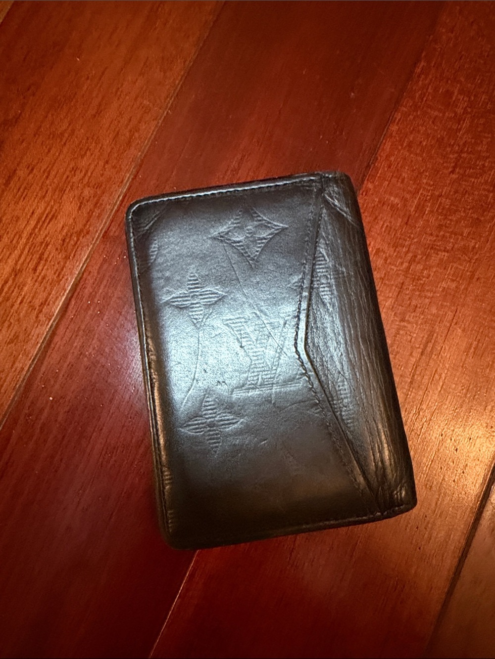 Louis Vuitton Black Embossed Leather Card & Key Holder